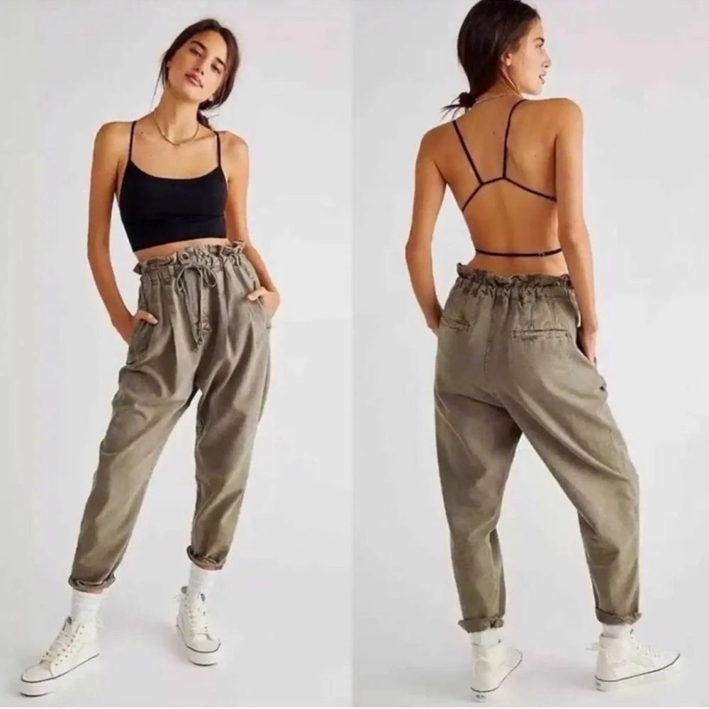 Free People Green Margate Pleated Trouser XS